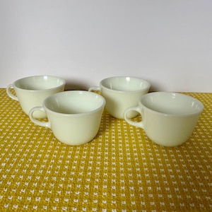 Set of 4 Vintage Pyrex Milk Glass Coffee Mugs - Mid-Century Kitchen