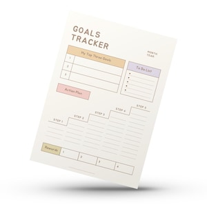 Digital Goals Tracker PDF - Printable Habit Tracker Template