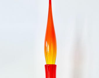 MCM Blenko Decanter, Tangerine Amberina Art Glass Bottle