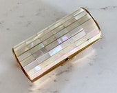 Mid Century RONSON Cigarette Lipstick Case, Mother of Pearl Gold Trinket Stash Box, Ladies MCM Vanity Essential , Ronson Collectible