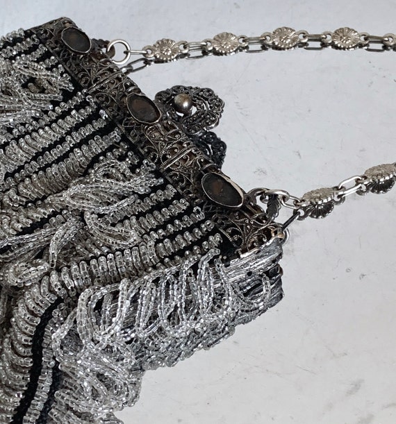 Art NOUVEAU Shimmer Beaded Tier Handbag, Antique … - image 8