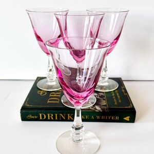 4 Tiffin FRANCISCAN Weingläser, Mid Century Wisteria Park Pink Stemware 8 Unzen, Tischlandschaften, Hochzeiten