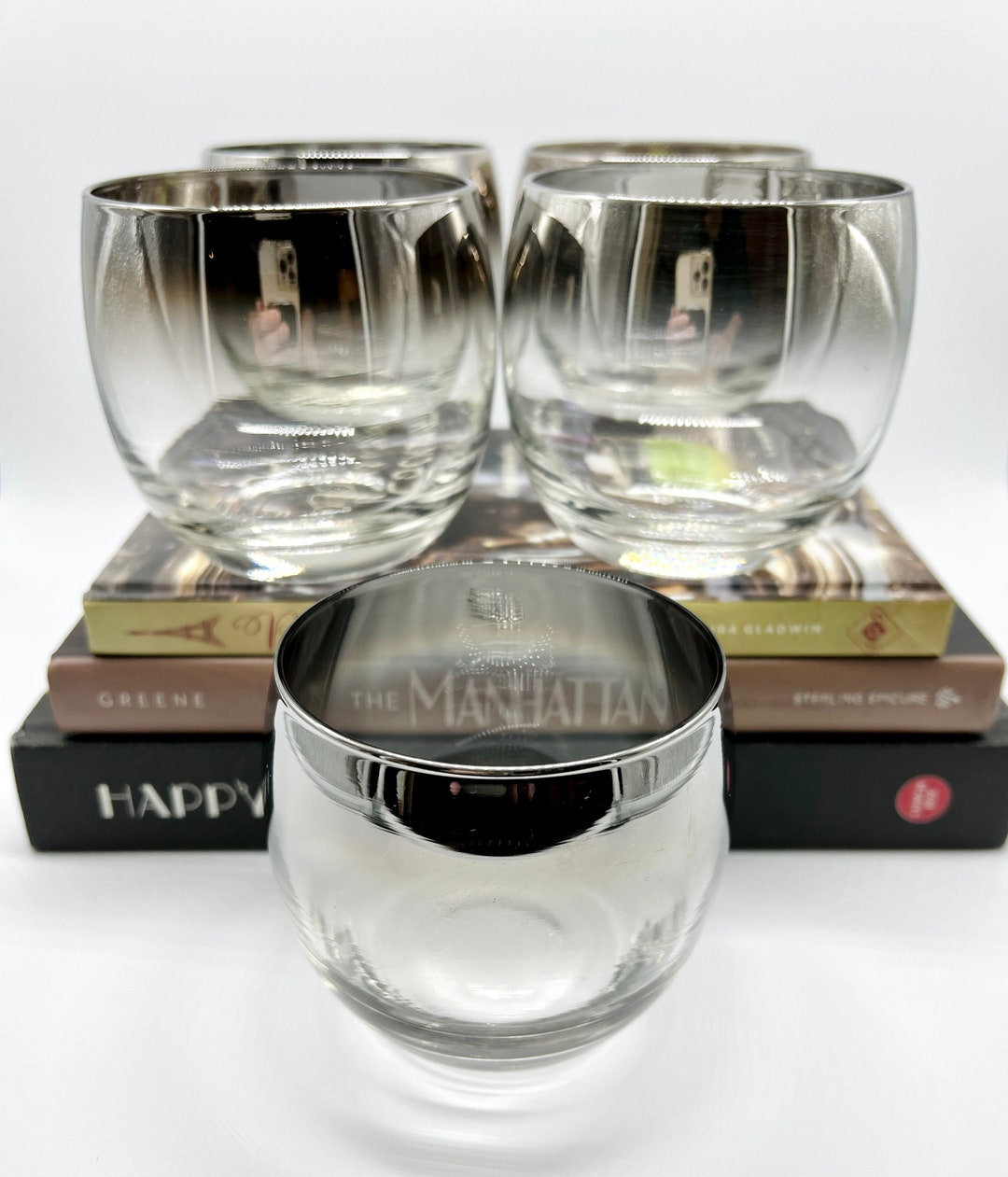 Queen Rolly Poly Queen's LUSTERWARE Roly Poly Cocktail Glasses, Set of 5 Mid Century Bar ...