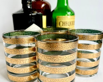 4 Culver LTD Regal Gold Cocktailgläser, 13 oz. Doppel-Old Fashioned