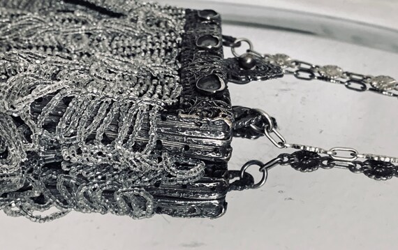 Art NOUVEAU Shimmer Beaded Tier Handbag, Antique … - image 7