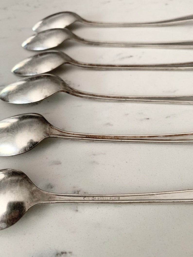 Oneida HOTEL Plate Iced Tea Spoons Mid Century Silverplate Etsy