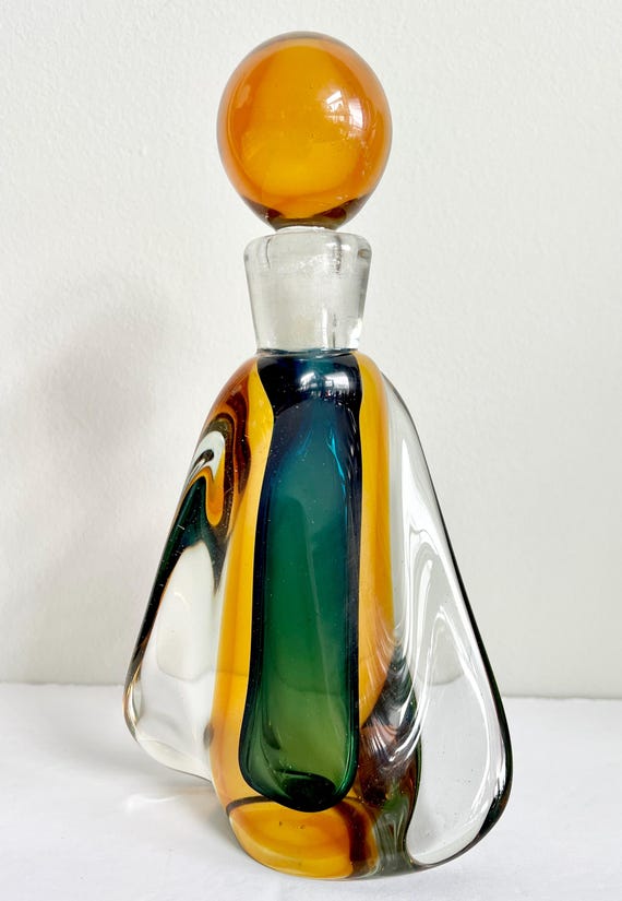 Murano Sommerso Glass Perfume Bottle with Stopper Murano Sommerso Glass Perfume Bottle with Stopper