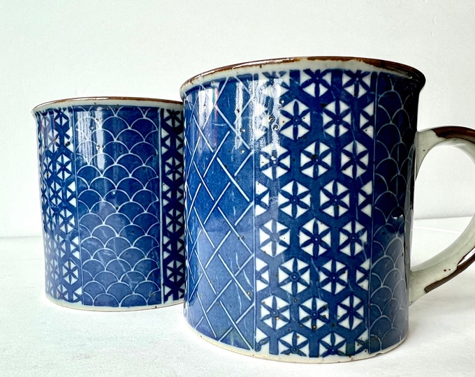 Pair VINTAGE Stoneware Mugs Glazed Pottery Coffee Tea Cups Etsy