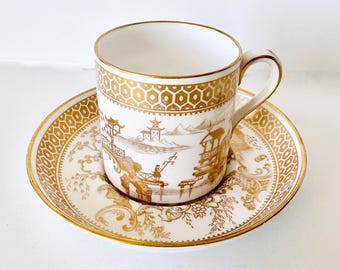 Vintage SPODE Demitasse Cup & Saucer 4 oz. Spode's Garden Tea Time Porcelain Pair