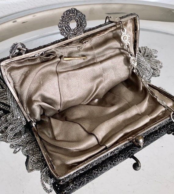 Art NOUVEAU Shimmer Beaded Tier Handbag, Antique … - image 4