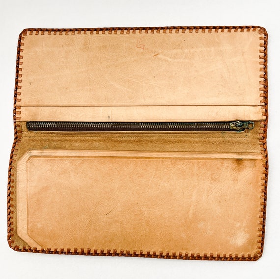 Tooled LEATHER Wallet, Unique Vintage Bill Fold, … - image 4