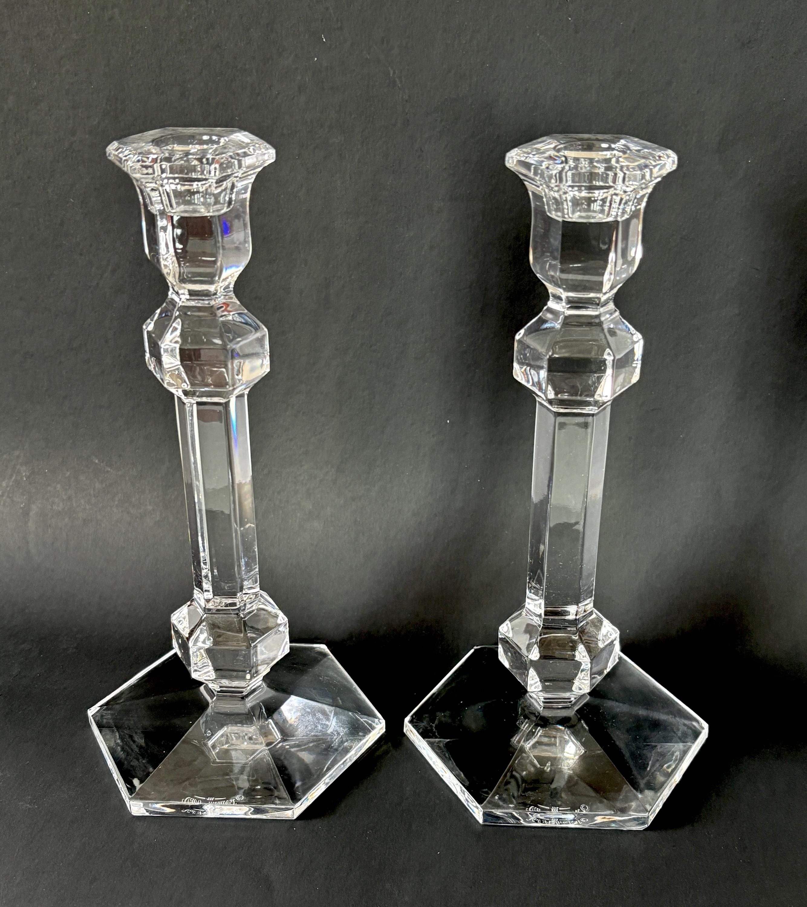 Val St. Lambert クリスタルキャンドルホルダー、ベルギー製