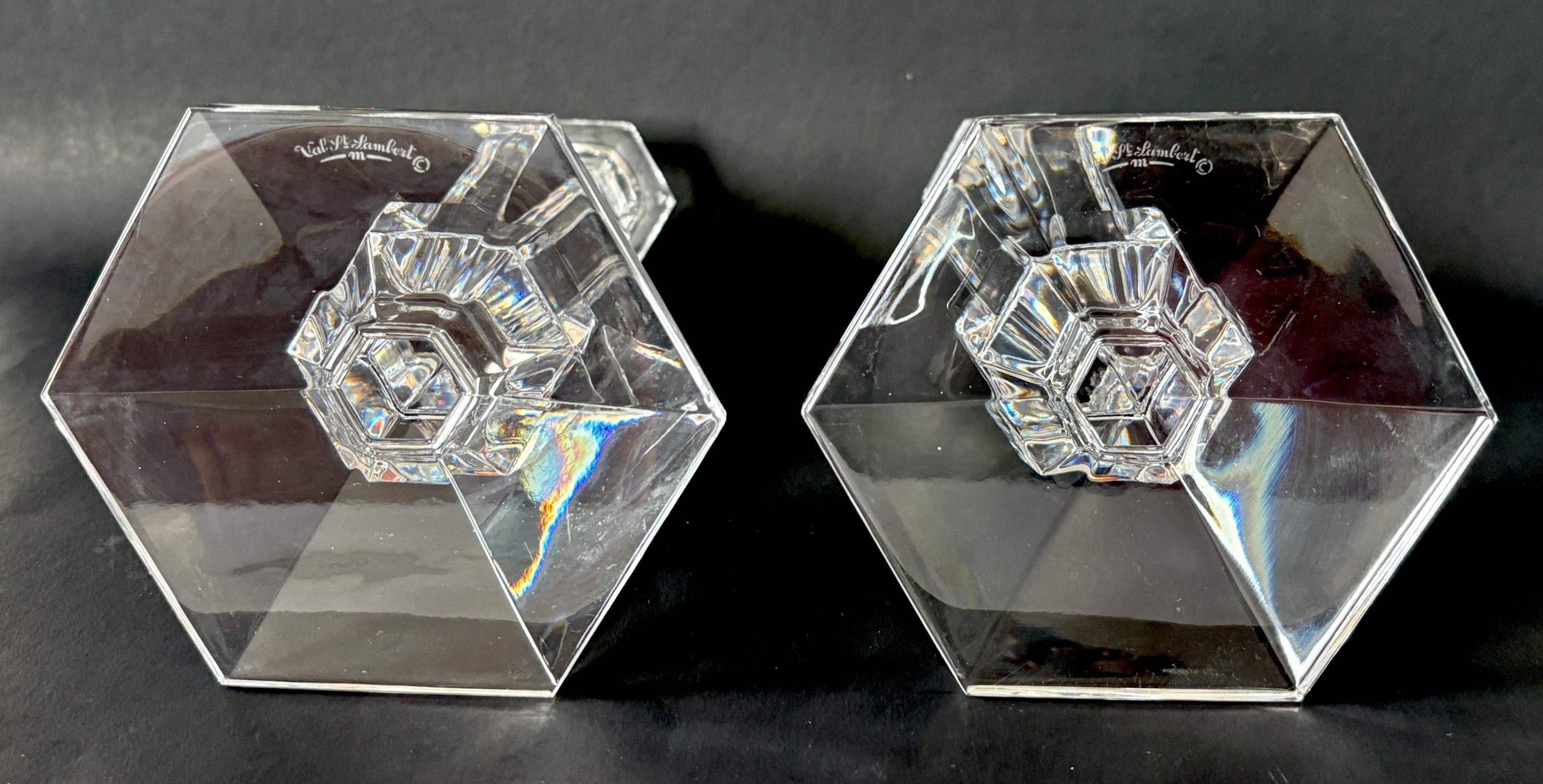 Val St. Lambert クリスタルキャンドルホルダー、ベルギー製