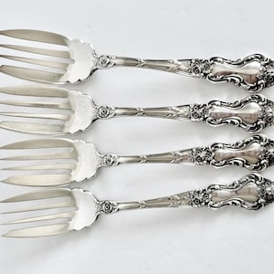Wallace STERLING Silver Cake Forks, Meadow Rose Pastry Forks, Unique Flatware, Weddings