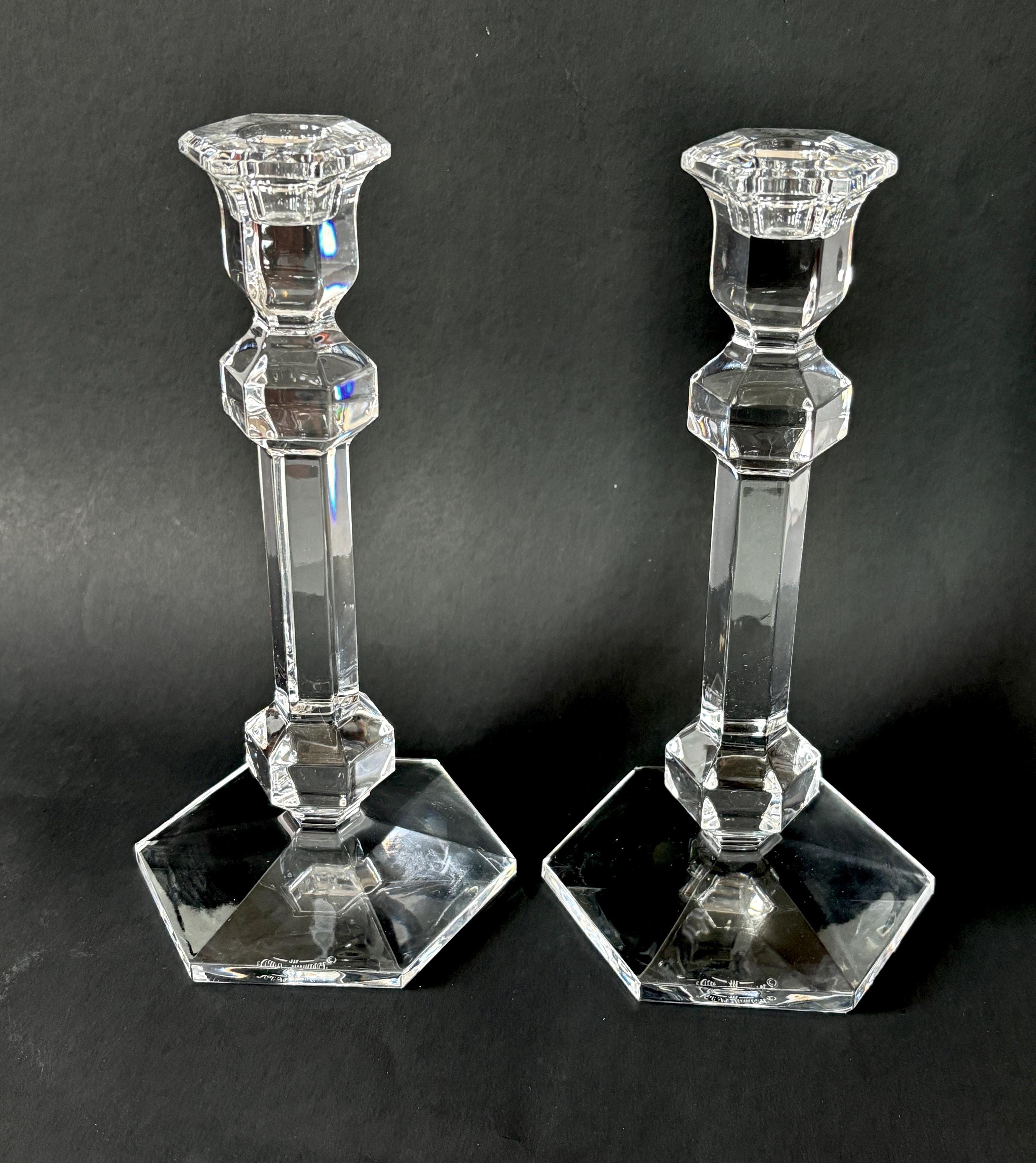 Val St. Lambert クリスタルキャンドルホルダー、ベルギー製