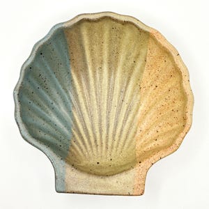 Artist Signed Studio Pottery Dish, Vintage Decorative Shell Shaped Dish