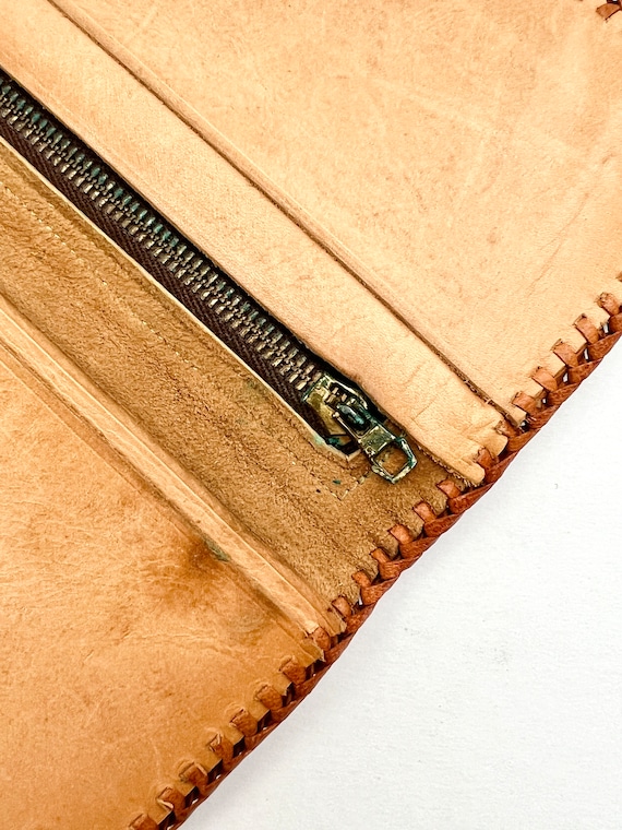 Tooled LEATHER Wallet, Unique Vintage Bill Fold, … - image 7