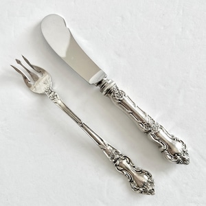 Vintage STERLING Flatware, Silver Cocktail Fork Spreader Knife, Dinnerware, Weddings