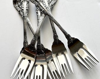Sterling SIR Christopher Salad Forks, Wallace Silver Forks, Unique Flatware