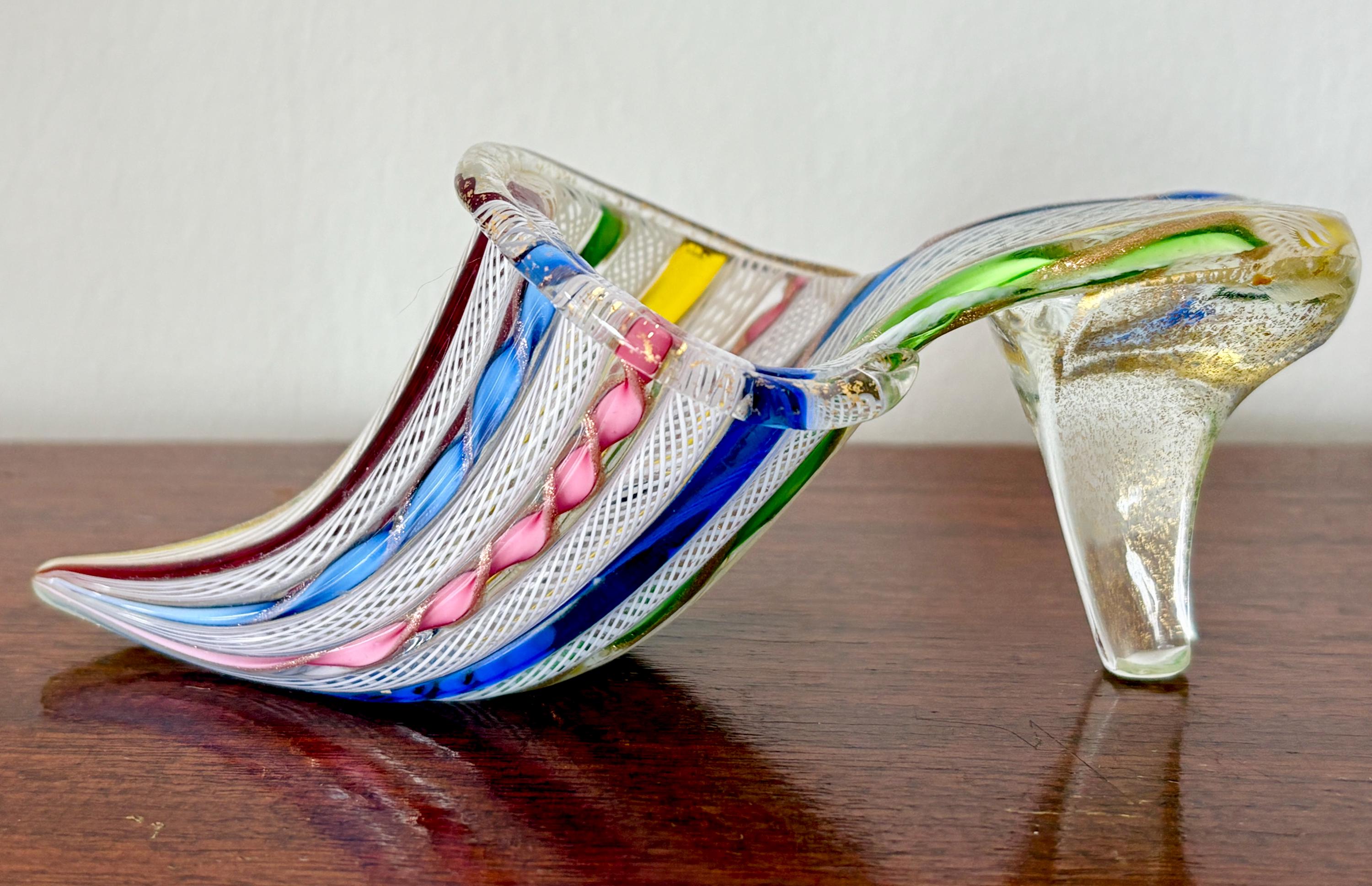 ムラーノガラスアートフィギュア、ラティチーノ吹きガラスの靴