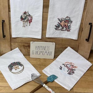 Western Theme Kitchen Towels | Rustic Cowboy Flour Sack Towels for Farmhouse & Country Decor
