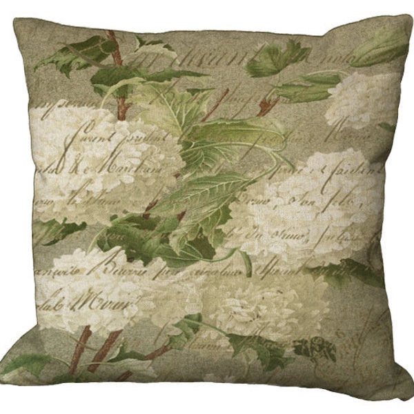 White Hydrangea Bush in Choice of 14x14 16x16 18x18 20x20 22x22 24x24 26x26 inch Pillow Cover