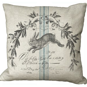 French Rabbit Grain Sack Stripe in Choice of 14x14 16x16 18x18 20x20 22x22 24x24 26x26 inch Pillow Cover