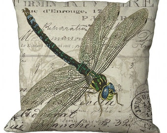 Dragonfly in Choice of 14x14 16x16 18x18 20x20 22x22 24x24 26x26 inch Pillow Cover