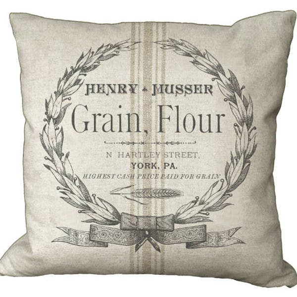 Grain Flour Neutral Grainsack Stripe Choice of 14x14 16x16 18x18 20x20 22x22 24x24 Inch Pillow Cover