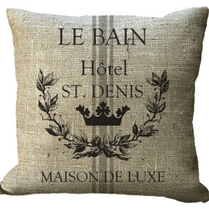 Burlap French Hotel Grain Sack  in Choice of 14x14 16x16 18x18 20x20 22x22 24x24 26x26 inch Pillow Cover