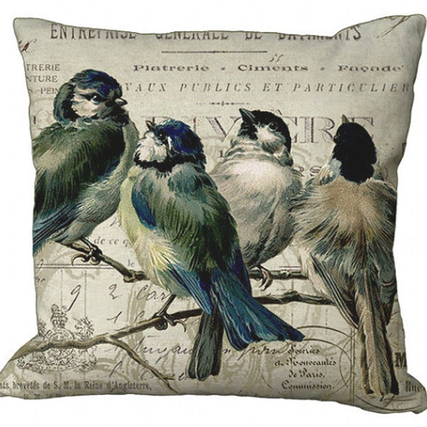 Bluebirds on a branch on invoice Square in Choice of 14x14 16x16 18x18 20x20 22x22 24x24 26x26 18x12 20x13 24x16 inch Pillow Cover