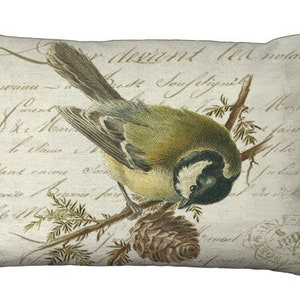 Bird & Pinecone on French Letter in Choice of 14x14 16x16 18x18 20x20 22x22 24x24 26x26 18x12 20x13 24x16 inch Pillow Cover image 7