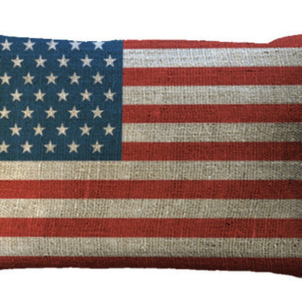 US American Stars and Stripes Decorative "Flag" Lumbar Oblong in Choice of 16x12 18x12 20x12 20x13 22x12 22x15 24x16 Inch Pillow Cover