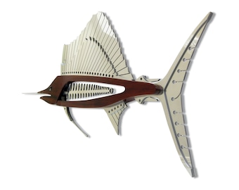 Sailfish Sculpture in Wood and Metal 72"