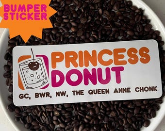 Princess Donut Coffee Bumper Sticker • Dungeon Crawler Carl  8″ × 3.5″ Vinyl Decal