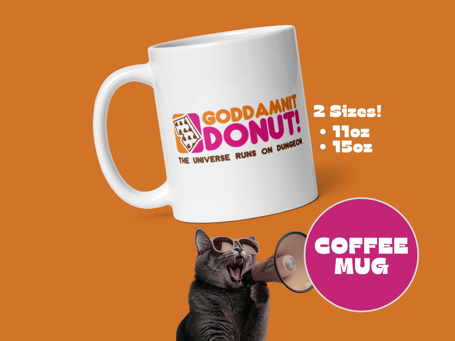 Donut Coffee Mug – Dungeon Crawler Carl – Double-Sided 11oz / 15oz