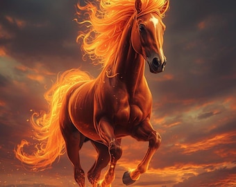 Fire Horse Art Print: Dynamic Gallop.
