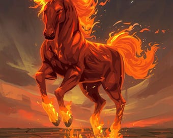 Fire Horse Art Print: Dynamic Gallop.