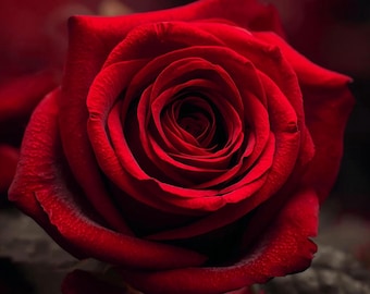 Red Rose Macro Photography Digital Print Romantic Wall Art Moody Floral Decor