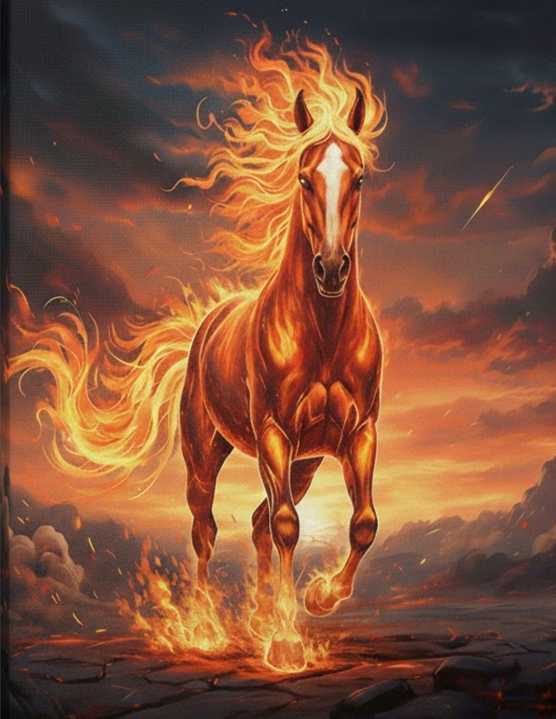 Fire Horse Art Print: Dynamic Gallop - Etsy