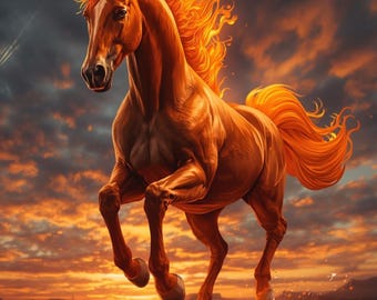 Fire Horse Art Print: Dynamic Gallop.