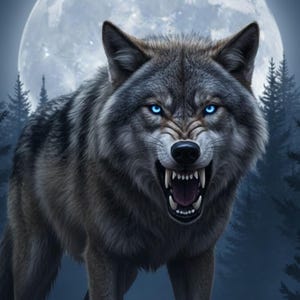 Póster de lobo alfa feroz, arte mural, lobo de ojos azules