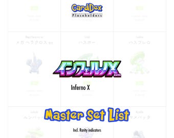 Inferno X Master Set List | Pokemon Placeholder Cards | Japanese TCG Binder Dividers | Mega Charizard X ex | Printable PDF