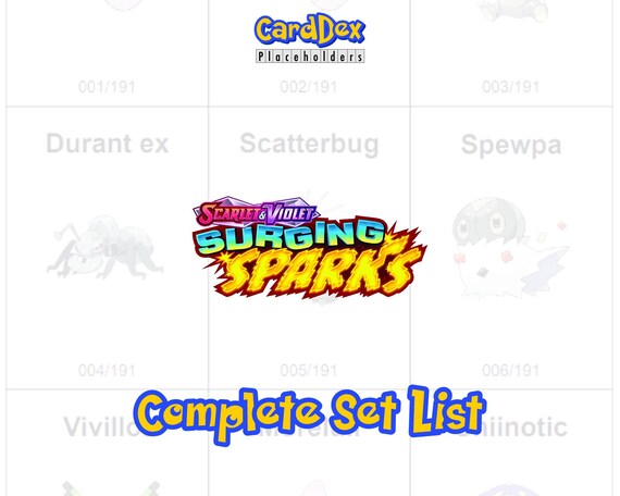 sv08 pokemon card list SV08 Pokémon Surging Sparks Complete Set Afdrukbare Placeholder Pdf Map -  Carddex Placeholders