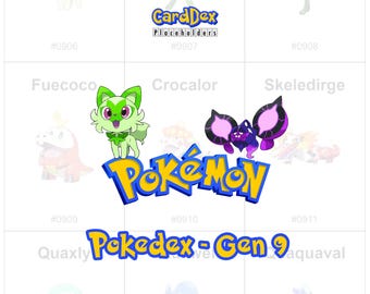 Pokédex Gen 9 druckbare Ordner Platzhalter, Pokémon Paldea Sammlung PDF - CardDex Platzhalter