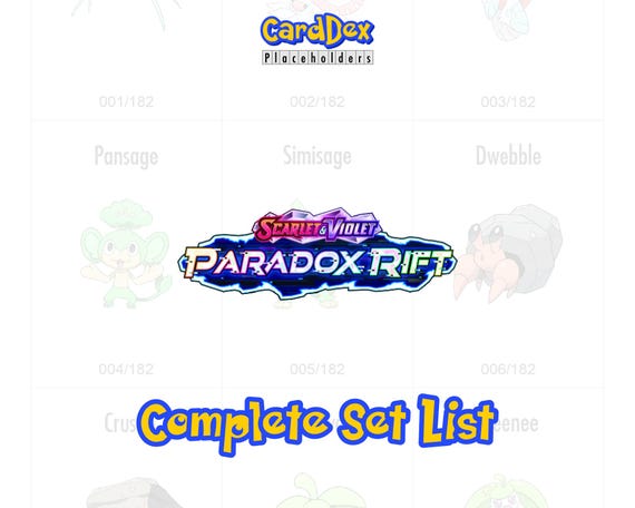 pokemon card paradox rift card list Complete Set Binder Tracker – Printable Pokémon Carddex (PDF) Placeholder Paradox Rift Top 10 Cards: