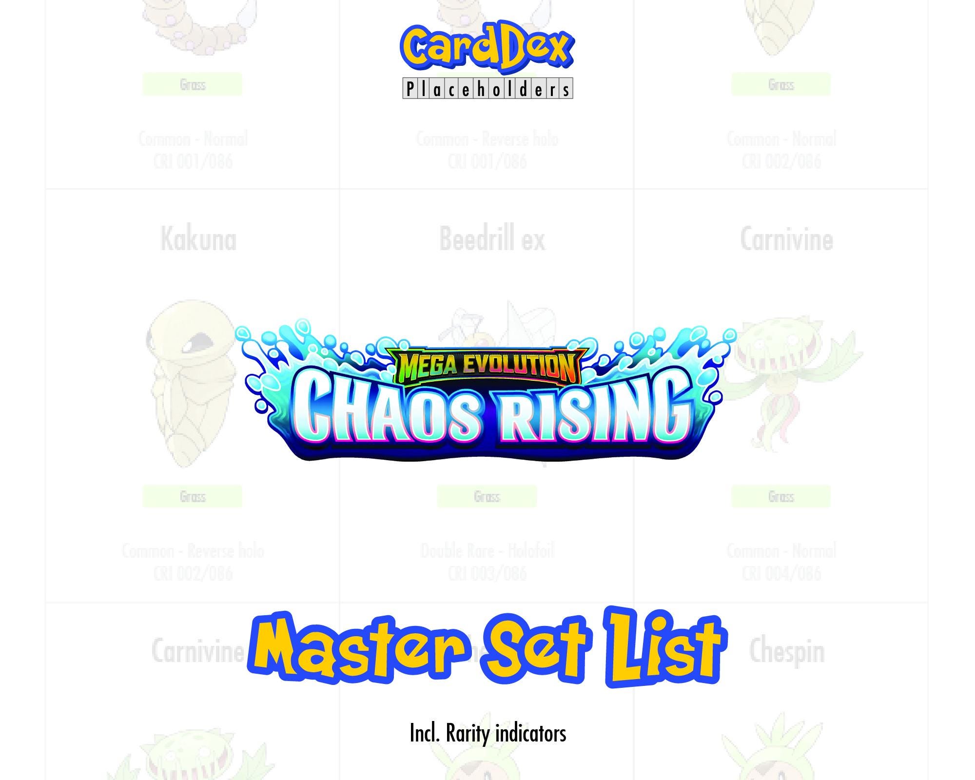 Pokémon ME05 Chaos Rising Master Set Binder Placeholders | Master