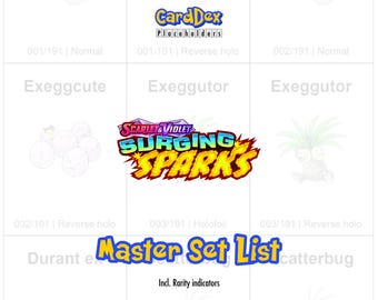 SV08 Pokémon Surging Sparks Master Set afdrukbare placeholder pdf map - CardDex Placeholders