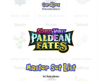 Pokémon Paldean Schicksale Meister Set Sammelmappe Tracker - Druckbarer Platzhalter für CardDex (PDF)