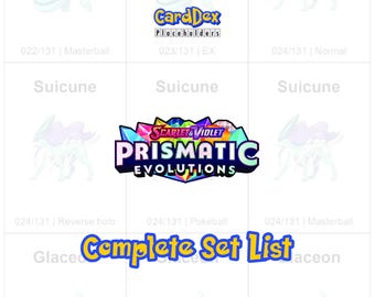 SV08.5 Pokémon Prismatic Evolutions Komplettset afdrukbare Platzhalter pdf Karte - CardDex Platzhalter